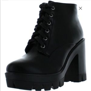 Lace Up Chunky Heel Platform Combat Ankle Bootie
